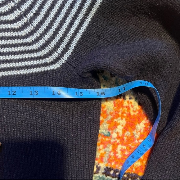 Talbots Sweater Top Women petite Navy Blue Lambswool Striped Long Sleeve Classic - Picture 5 of 6